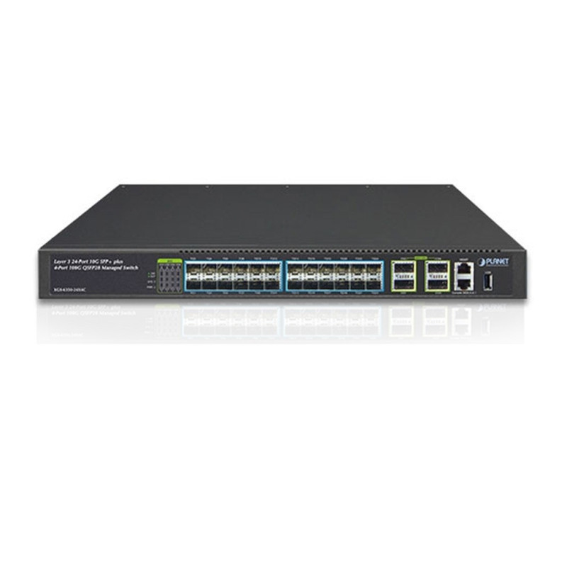 SWITCH PLANET GIGABIT ETHERNET XGS-6350-24X4C, 24 PUERTOS 10G SFP+, 4 PUERTOS 100G QSFP28, 800 GBIT/S