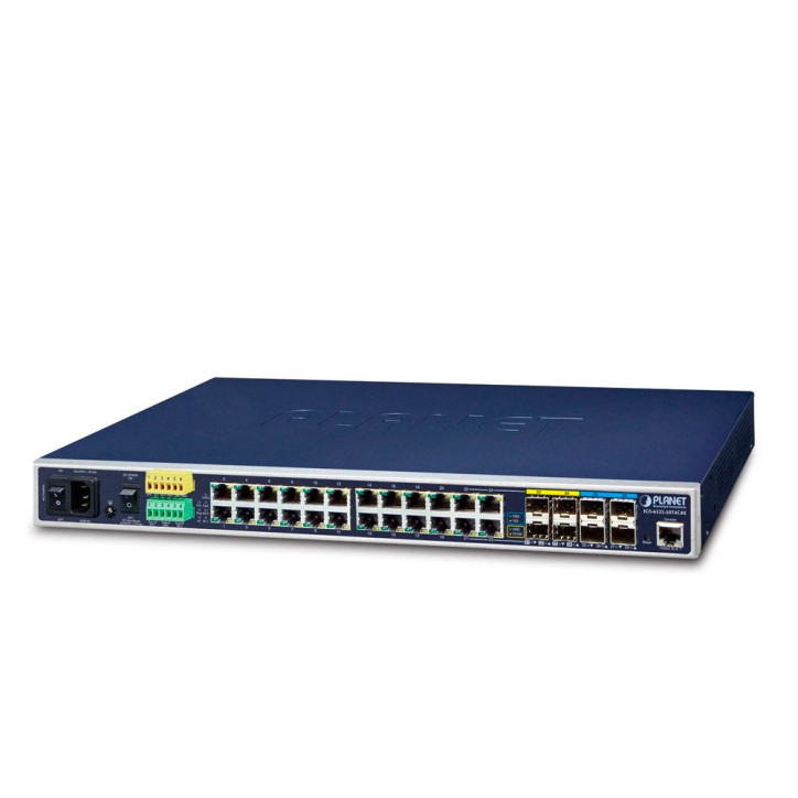 Switch industrial administrable Capa 3 24 puertos RJ45 Gigabit 4 puertos SFP Gigabit 4 puertos SFP+ 10G PLANET IGS-6325-20T4C4X