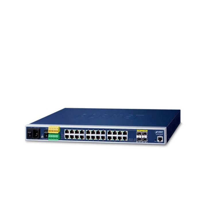 Switch industrial administrable Layer 2+ Gigabit 24 puertos RJ45 10/100/1 000Mbps 4 puertos SFP 100/1 000Mbps PLANET IGSW-24040T