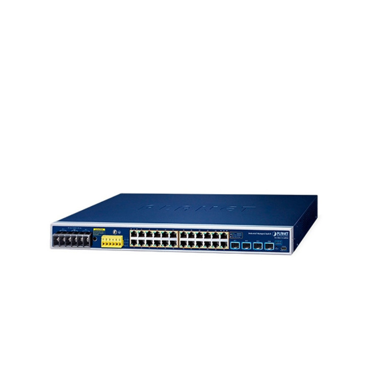 SWITCH INDUSTRIAL POE ADMINISTRABLE L2+ PLANET IGS-R4215-24P4X / 24 PUERTOS RJ45 POEAF/AT 10/100/1,000MBPS / 4 PUERTOS SFP+ 100M
