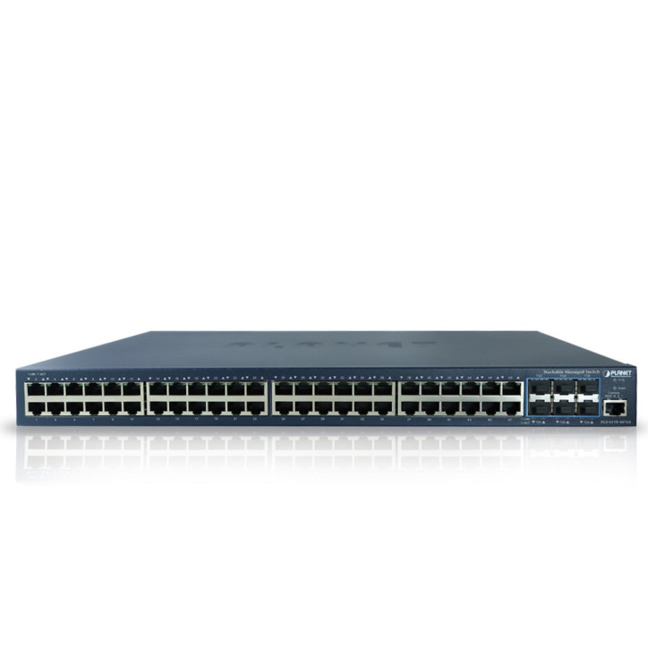 Switch apilable gestionable Capa 3 48 puertos RJ45 10/100/1000 6 puertos SFP 1G/10G Apilable PLANET SGS-6310-48T6X