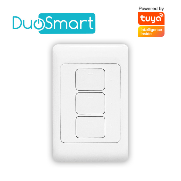 Interruptor WiFi de pared WiFi 2.4 GHz 3 unidades Compatible con asistentes virtuales DUOSMART A30 Interruptor WiFi de pared WiFi 2.4 GHz 3 unidades Compatible con asistentes virtuales DUOSMART A30