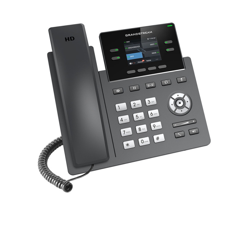 TELEFONO IP GRADO CARRIER GRANDSTREAM GRP2612 / 2 CUENTAS SIP / 4 LINEAS / 4 TECLAS MULTI FUNCION PANTALLA COLOR LCD TFT / 2 PUE