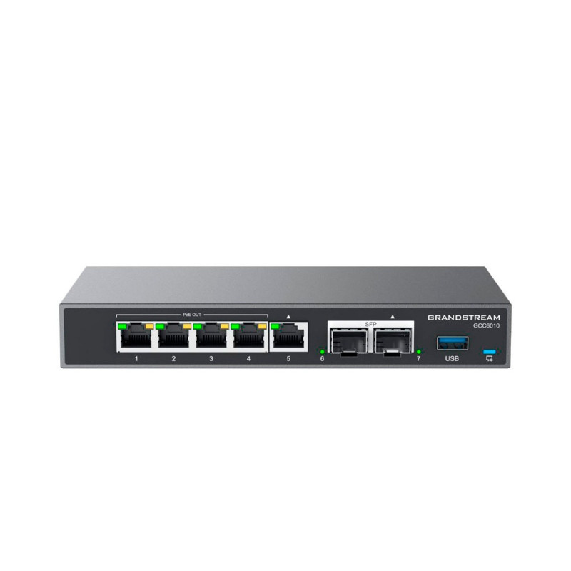 DISPOSITIVO 4 EN 1 GRANDSTREAM GCC6010 CONMUTADOR IP / FIREWALL / RUTEADOR VPN / SWITCH 5 PUERTOS GIGA WAN/LAN / 4 PUERTOS POE A