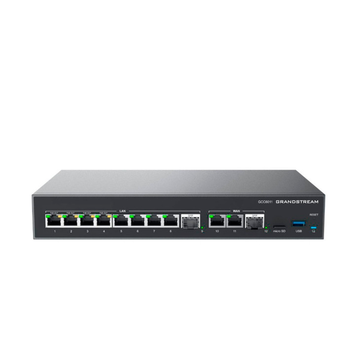 Dispositivo 4 en 1 Ruteador VPN / Firewall / IP PBX / Switch 4 en 1 Switch 10 puertos Giga 3 puertos WAN GRANDSTREAM GCC6011