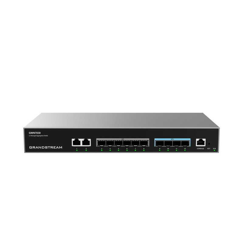 SWITCH ADMINISTRABLE CAPA 3 GRANDSTREAM GWN7830 / 2 PUERTOS 10/100/1,000MBPS / 6 PUERTOS GIGABIT SFP / 4 PUERTOS SFP+ 10G / 1 PU