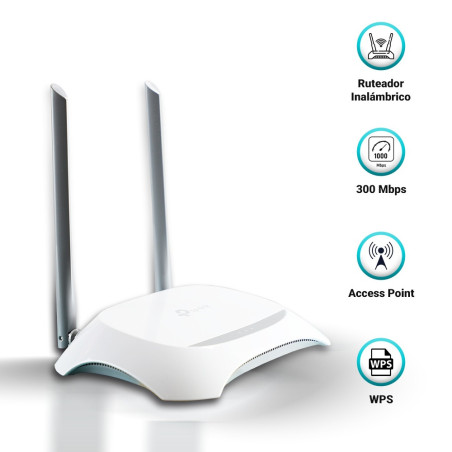 ROUTER INALAMBRICO TL-WR840N TP-LINK / 1 PUERTO WAN 10/100 MBPS / 4 PUERTOS LAN 10/100 MBPS / MODOS DE OPERACION: RUTEADOR-EXTEN