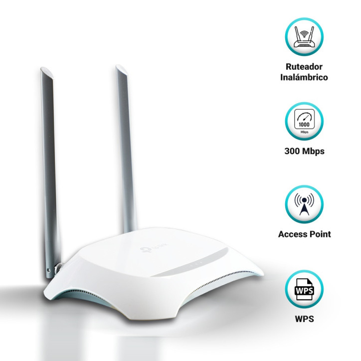 Router inalámbrico Wireless N 300Mbps 1 puerto WAN 10/100 Mbps 4 puertos LAN 10/100 Mbps TP-LINK TL-WR840N