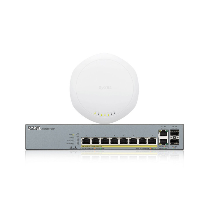 KIT WIFI PROFESIONAL MESH ZYXEL CUBRE MAS DE 6 HABITACIONES INCLUYE 3 NWA1123-ACPRO Y 1 GS1350-12HP