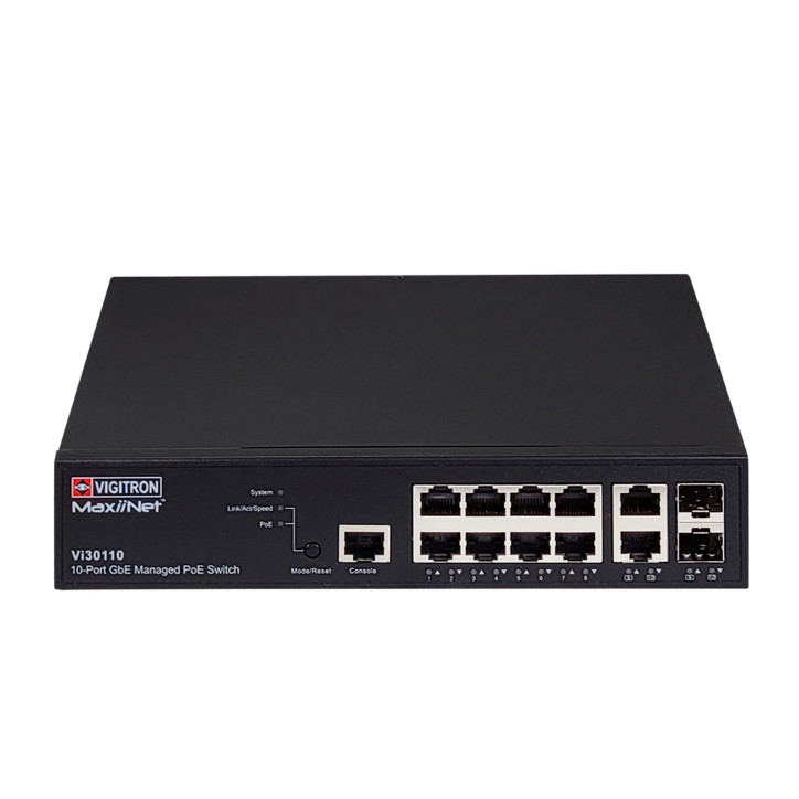 Switch PoE administrable L2/L3 Lite L2/L3 Lite gestionable 8 puertos PoE 10 puertos 1 Gbps VIGITRON VI30110 Switch PoE administrable L2/L3 Lite L2/L3 Lite gestionable 8 puertos PoE 10 puertos 1 Gbps VIGITRON VI30110
