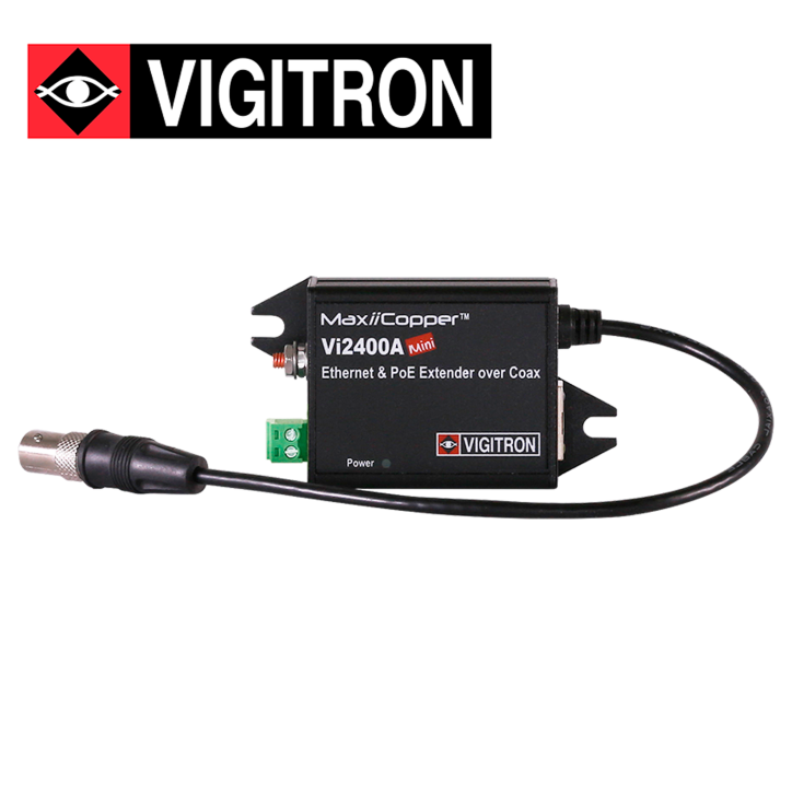 Extensor de Ethernet y PoE para cable coaxial ultracompacto para cable coaxial distancia hasta 1515 metros VIGITRON VI2400A Extensor de Ethernet y PoE para cable coaxial ultracompacto para cable coaxial distancia hasta 1515 metros VIGITRON VI2400A