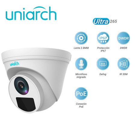 Cámara IP domo turret UNIARCH IPC-T125-APF28 5MP