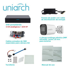KIT de videovigilancia analógica 4x 2MP UNIARCH KIT-104F
