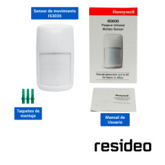 Sensor de movimiento alámbrico antipet inmunidad a mascotas seleccionable cobertura 12 metros x 17 metros RESIDEO IS335T