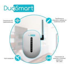 Repetidor de señal RF 433.92 MHz 2 zonas cableadas alimentación 5 VCD / 12 VCD DUOSMART CREP1