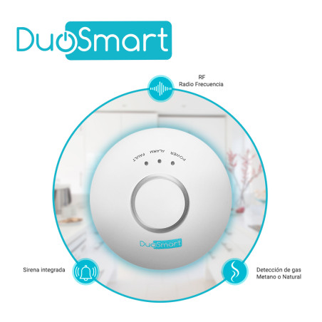 Detector de gas RF sirena integrada detección de gas natural o metano frecuencia 433.92 MHz DUOSMART CGD1