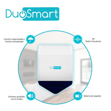Sirena/Estrobo inalámbrica RF inalámbrica RF estrobo con LED 110 dB DUOSMART CSIREN1