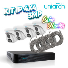 KIT 1x NVR-104E2-P4 + 4x IPC-T213-APF28W + 4x ENS-IP18CAT6