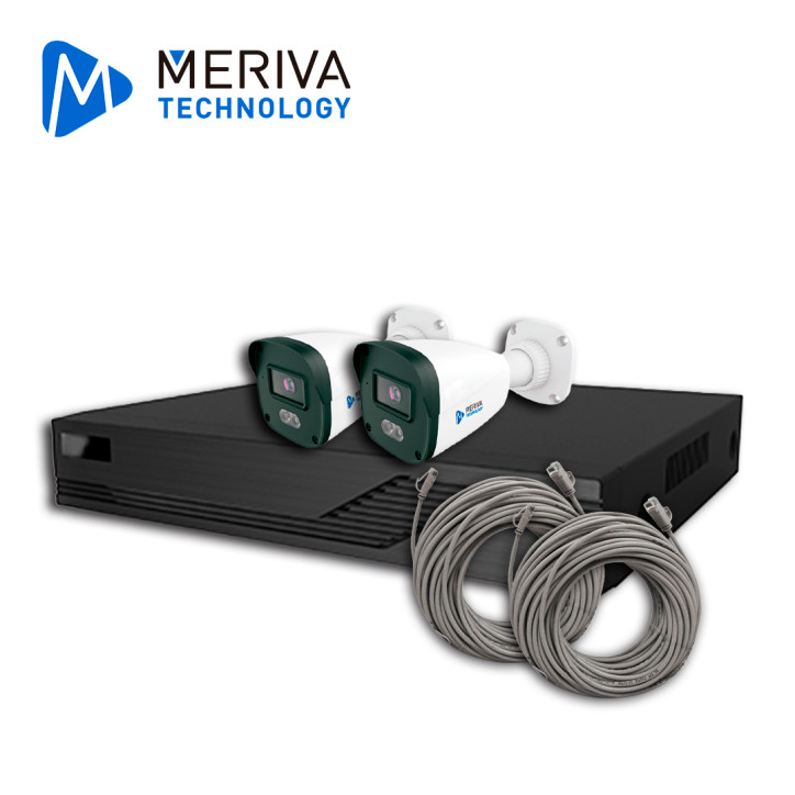 KIT DE VIDEOVIGILANCIA IP Resolución 2 MP 1920 x 1080 @ 30 fps Iluminación dual IR y luz blanca MERIVA TECHNOLOGY MKIP2MP-2B-4P KIT DE VIDEOVIGILANCIA IP Resolución 2 MP 1920 x 1080 @ 30 fps Iluminación dual IR y luz blanca MERIVA TECHNOLOGY MKIP2MP-2B-4P