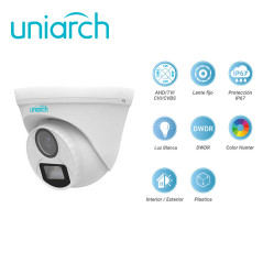 CAMARA ANALOGA TURRET COLORHUNTER UNIARCH UAC-T112-F28-W / 2MP / TVI/AHD/CVI: 1080P@30fps / LENTE-2.8MM / DWDR / LUZ-BLANCA20M /