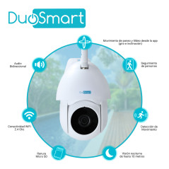 Cámara PT para exterior PT Pan-Tilt WiFi 2.4 GHz 3 Megapixeles DUOSMART E70
