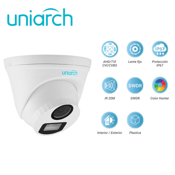 Cámara analógica Turret 5MP TVI/AHD/CVI/CVBS LENTE-2.8MM UNIARCH BY UNV UAC-T115-F28-W Cámara analógica Turret 5MP TVI/AHD/CVI/CVBS LENTE-2.8MM UNIARCH BY UNV UAC-T115-F28-W