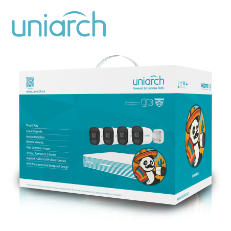 Kit de videovigilancia IP 1080P PoE Smart IR 30 m UNIARCH BY UNV IPKIT-104S-4BC
