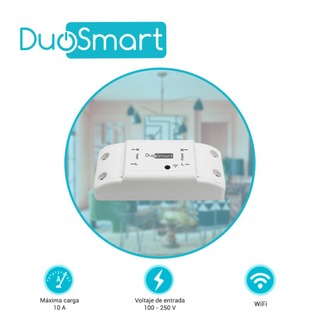 Interruptor inteligente WiFi 2.4 GHz Función ON OFF Corriente máxima 10 A DUOSMART B10