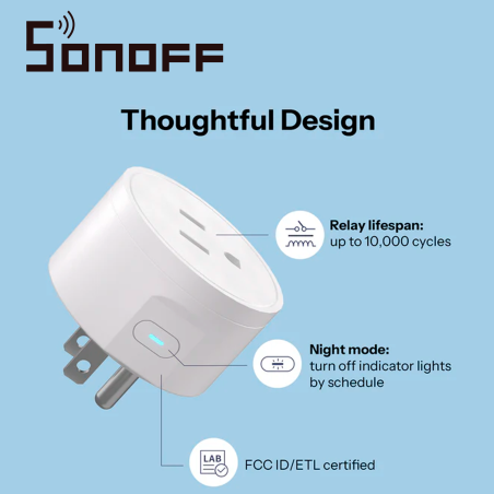 Contacto On/Off enchufe inteligente On/Off Matter WiFi SONOFF S41STPB