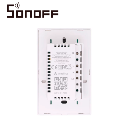 Interruptor táctil de pared inteligente 2 canales WIFI 2.4GHZ Panel tipo 120 SONOFF T6-2C-120M