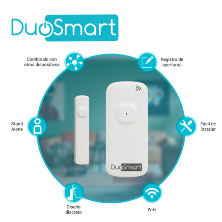 Sensor magnético inteligente WiFi WiFi 2.4 GHz Batería recargable 3.7 VCD 500mAh Reporta directo a app DUOSMART D10