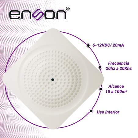 Micrófono acústico Alimentación 9-12VCD Rango de frecuencia 20Hz-20 KHz Impedancia de salida 600 ohmios no ENSON ENS-PA8MIC