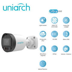 CAMARA ANALOGICA LIGHTHUNTER BULLET UNIARCH UAC-B122-AF28LM / UAC-B122-AF28LM-H / 2MP / AHD/TVI/CVI/CVBS / LENTE FIJO 2.8MM / 12