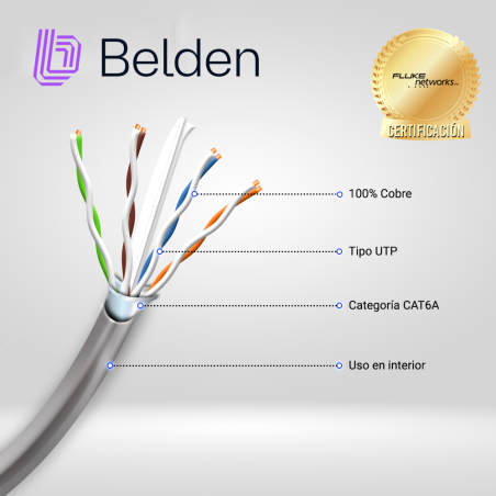 Cable UTP Cat6A Categoría 6A U/UTP 4 pares BELDEN 10GXW12 0081000