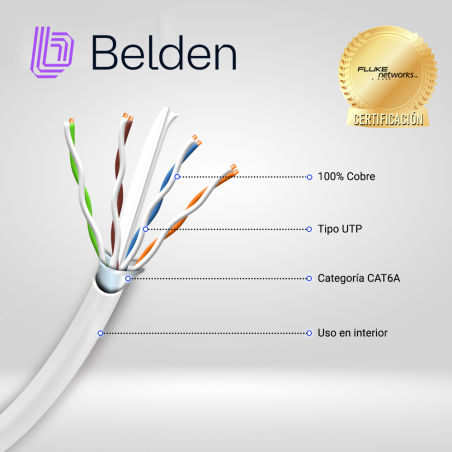 Cable UTP Cat6A Categoría 6A 500 MHz 4 pares BELDEN 10GXW12 0091000