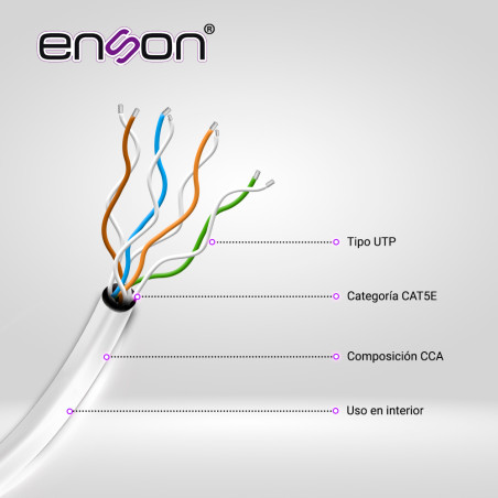 Cable UTP Cat5e CCA Cat5e 305 metros 24 AWG ENSON 12251W305