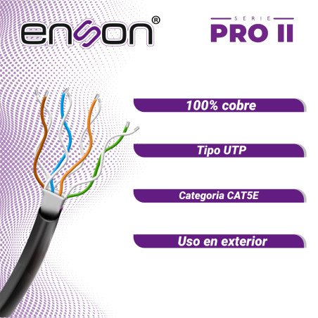 Cable UTP Cat5e en bobina Categoría CAT5e Calibre 24 AWG Bobina 305 metros ENSON 13151B305