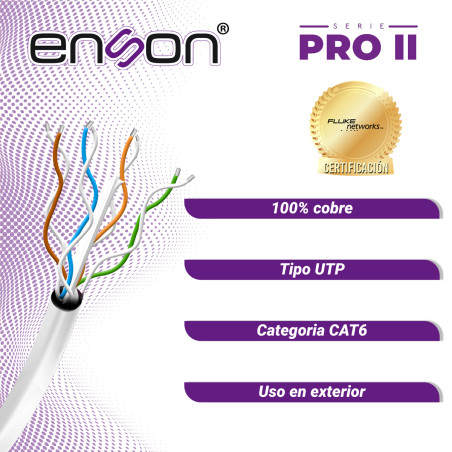 Cable UTP categoria 6 Cat 6 305 mts 23 AWG ENSON 13161G305