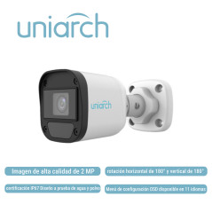 CAMARA ANALOGA BULLET UNIARCH UAC-B112-F28-X-H / 2MP / TVI/AHD/CVI: 1080P@30fps / LENTE-2.8MM / DWDR / IR20M / OSD-MENU / 3DNR /