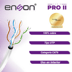 Cable UTP Cat6 UTP Category 6 100% cobre 23 AWG ENSON 12263G305
