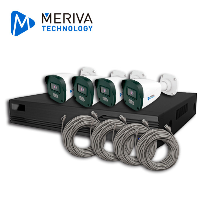 Kit de videovigilancia IP 4 cámaras bullet 2 MP PoE af MERIVA TECHNOLOGY MKIP2MP-4B-4P Kit de videovigilancia IP 4 cámaras bullet 2 MP PoE af MERIVA TECHNOLOGY MKIP2MP-4B-4P