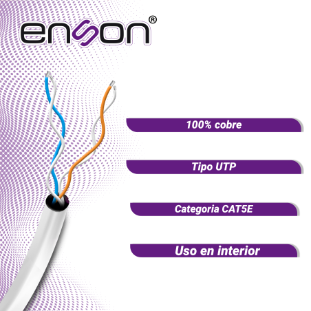 Cable UTP Cat5E para CCTV analógico CAT5E 2 pares 100% cobre ENSON 12141W305