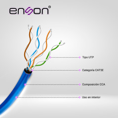 Cable UTP Cat5e sin blindaje categoría Cat5e calibre 24 AWG bobina 305 metros ENSON 12251L305