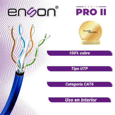 Cable UTP Cat6 Categoría 6 Calibre 23 AWG 305 metros ENSON 12263L305