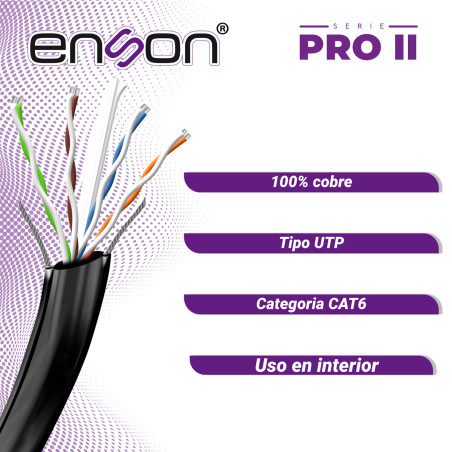 Cable UTP viajero para elevador Categoría 6 100% Cobre calibre 24 AWG ENSON 43352B305