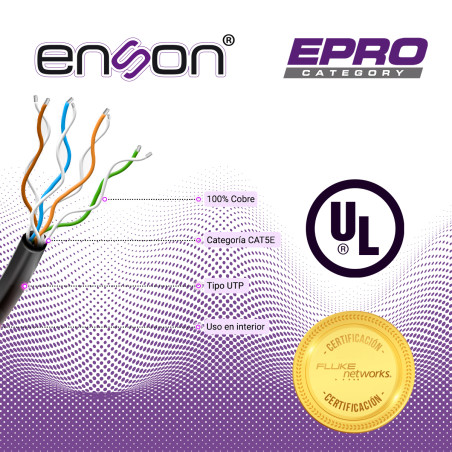 Cable UTP Cat5E Forro PVC CM 4 pares Calibre 24 AWG ENSON EPRO-CAT5E