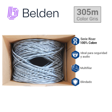 Cable de audio comercial y de seguridad Blindado Aluminio 2 conductores 14 AWG BELDEN 5100FE 008U1000