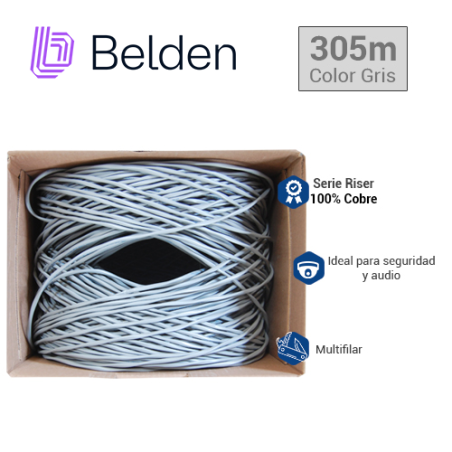 Cable de audio comercial y de seguridad 14 AWG 2 conductores Uso interior BELDEN 5100UE 008U1000