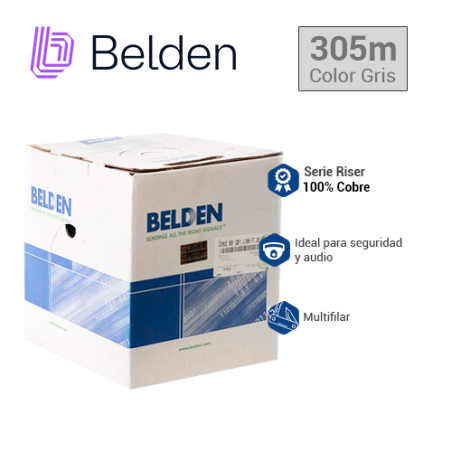 Cable de audio comercial y de seguridad Riser CMR 18 AWG 2 conductores Riser CMR BELDEN 5300UE 008U1000