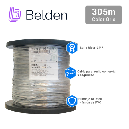 Cable de audio comercial y de seguridad Blindado 3 Conductores Calibre 18 AWG BELDEN 5301FE 0081000